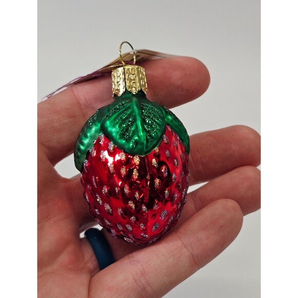 VTG Blown Glass Merck Old World Christmas Ornament Glistening Strawberry Fruit - Picture 4 of 8